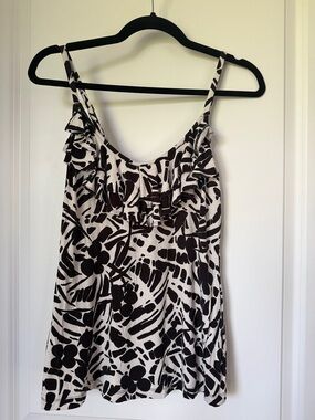 Tommy Bahama Black & White Ruffle Tank - XS